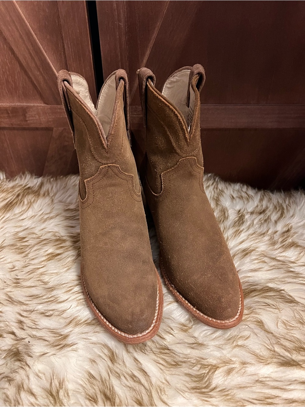 Freebird Zamora Brown Suede Western Ankle Boots